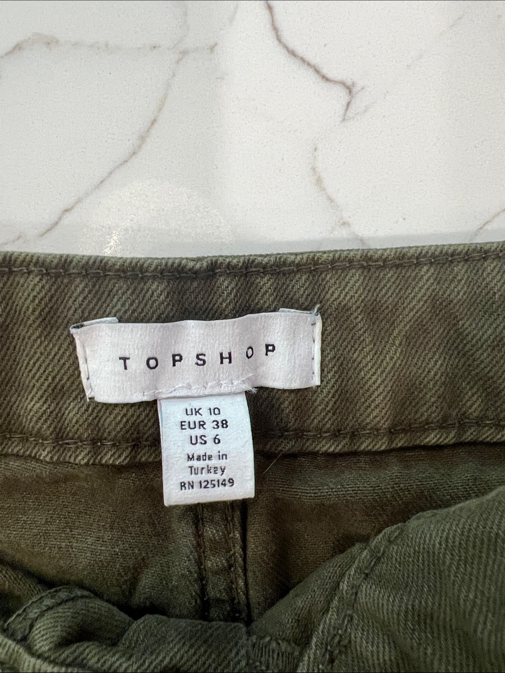 Topshop Women’s Olive Green Denim mini skirt - Picture 2 of 3